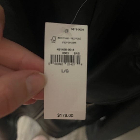 Black Vegan Leather Biker Jacket NWT - Picture 2 of 2